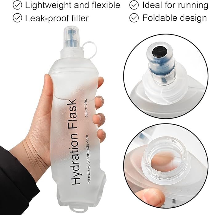 WILDREEDS 150ml Soft Flask, TPU Collapsible Soft Water Bottle for Hydration Pack, Running Vest, Folding Water Bottle for Hiking Cycling Climbing-1Pcs, White