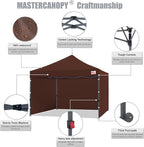 MASTERCANOPY Heavy Duty Pop-up Canopy Tent with Sidewalls (10x10,Brown)