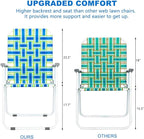 VINGLI Patio Lawn Webbed Folding Chairs Set of 4, Outdoor Beach Chair Portable Dining Chair for ir for Outdoor Yard, Garden(Blue, Classic)
