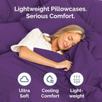 King Standard Pillow Cases Set of 2 - Soft Hotel Quality Pillowcase Covers - Comfy Bedding for Women, Men, Kids & Teens - Machine Washable Pillow Protectors - 2 Piece Set - King Standard Size Purple