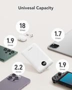 Mini Portable Charger with Built-in Cables 22.5W Fast Charging Power Bank USB-C Small Battery Pack 10000mAh Travel Essential Slim Battery for iPhone 17/16/15/14, Samsung 25/24, and More