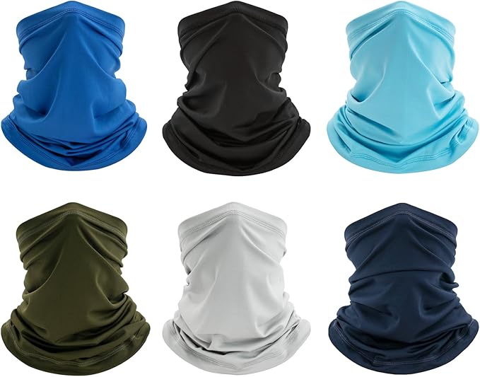 6 Pack Neck Gaiter Bandana Face Mask: Cooling Gator Mask Face Cover Neck Scarf Balaclava