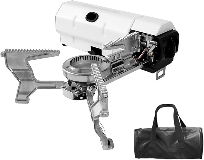 2600W Cassette Stove, Multi-Stage Adjustable Fire, Portable Gas Tank Butane Gas Stove with Storage Package, Easy to Carry for Camping, Picnic and Outdoor Travel (Milk White)