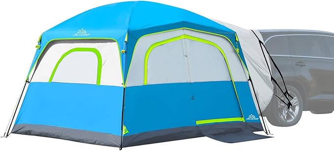 SUV Tents for Camping 6 Person Waterproof, Car Family Camping Tent with Tailgate Attachment for SUV, Jeep, Truck with Cap, Easy Setup Large Tent for Outdoor Camping