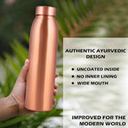 NORMAN JR, Copper Water Bottle 1L - Gift Box of 3, Plain 2, Hammered 1, an Ayurvedic vessel made of pure copper - helps you drink more water with many health benefits