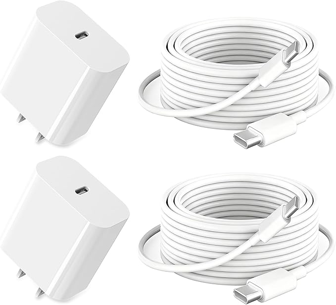 iPad Charger Fast Charging for Apple iPad 10th Generation 10.9", 2025 i.Pad 11 A16/i-Pad Pro 13 M5/11 M4,12.9 6th/5th, 2024 i Pad Air 13/11,20W USBC Block Long 10ft Cable,Fast iPhone 17/16/15/2Set