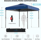 8X8 Pop Up Canopy Tent with 3 Sidewalls,Easy Up Canopy,Commercial Instant Shelter,Heavy Duty One Person Set Up Event Tent,Blue