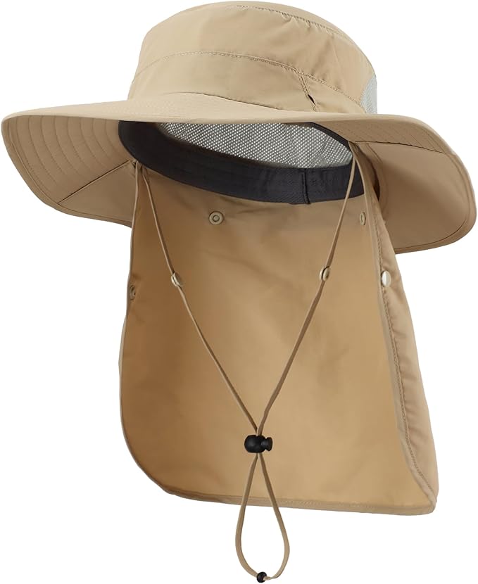 Home Prefer UPF 50+ Sun Hats for Men Women Wide Brim Fishing Hat with Neck Flap Summer Safari UV Protection Bucket Hat