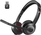 Wireless Headset with Mic for Work, Bluetooth V5.2 Headphones with AI Noise Cancelling Microphone, USB Dongle, Clear Calls & Mic Mute, for Laptop, PC, iPhone & Android Phones