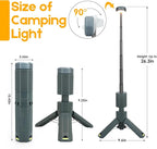 Telescopic Camping Lights, Rechargeable 10500mAh Camping Lantern with Storage Bag, Waterproof LED Camp Lamp with Magnetic, Portable Outdoor Tent Light for Hiking,Emergency,Fishing (Gray)