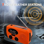 Solar Emergency Hand Crank Weather Radio, Portable Self Powered NOAA AM/FM Radios with SOS Alarm LED Flashlight 5000mAh Power Smart Phone USB Charger for Camping (5000mAh Orange)