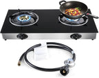 forimo Propane Gas Cooktop 2 Burners Gas Stove portable gas stove Tempered Glass Double Burners Stove Auto Ignition Camping Double Burner LPG for RV,Apartments,Outdoor