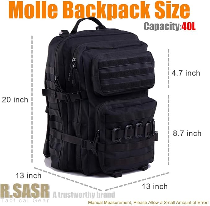 Military Tactical Backpack 45L Large Tactical Backpack for Men, Hiking Rucksack With Bottle Holder