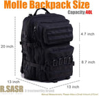 Military Tactical Backpack 45L Large Tactical Backpack for Men, Hiking Rucksack With Bottle Holder