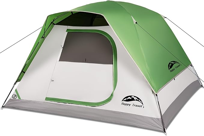 Happy Travel Camping Tent, 4/6 Person Dome Tents for Camping with Rainfly, Waterproof Clip Easy Setup Portable Family Tent with Mesh Windows, 20% More Headroom Backpacking Tents for Camping & Hiking