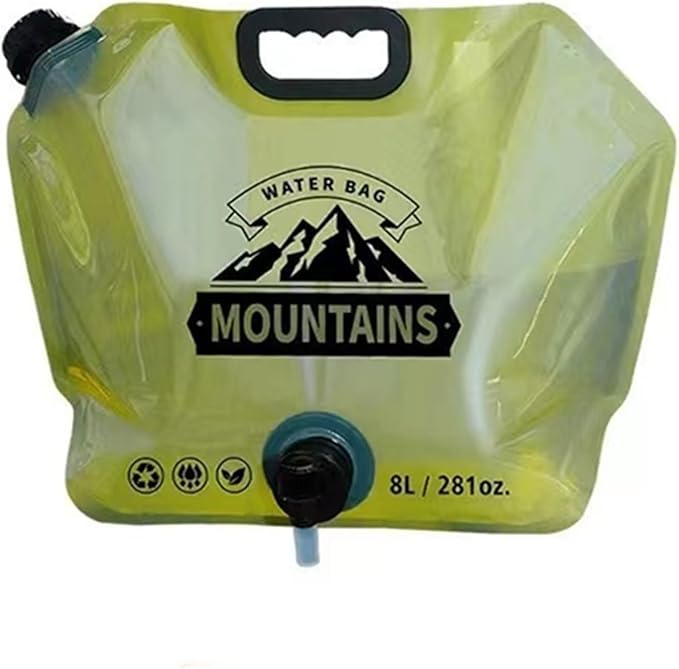 Collapsible Water Container with Spigot,2.1Gallon BPA Free Water Storage Carrier Jug for Folding Hiking,Canteen,Outdoor Sport,Riding,Mountaineer,Hurricane Emergency Water Bottle （1Pcs Green）