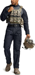 CQR Men's Flex Ripstop Tactical Pants, Water Resistant Stretch Cargo Pants, Lightweight EDC Hiking Work Pants