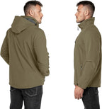 Outdoor Ventures Men's Lightweight Softshell Jacket Fleece Lined Hooded Water Resistant Winter Hiking Windbreaker Jackets