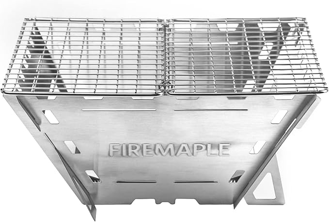 Fire Maple Maverick Wood Stove | Portable Durable Stainless Steel Campfire Stove with Grill | Ideal for Camping Backpacking Hiking Trips (Square Version)