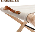 Wood Folding Camping Stools Set of 6, 18.5" Hardwood Portable Fishing Folding Stool with Heavy Duty Metal Support Canvas Camp Stool Foldable Footstool for Outdoor Hiking Picnic BBQ, Beige