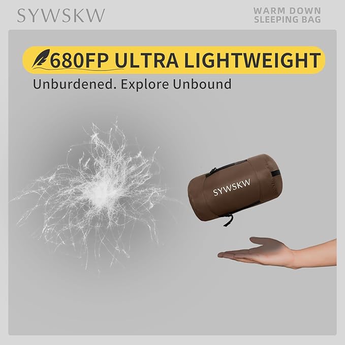 Down Sleeping Bag with Pillow, Ultralight Rectangular Sleeping Bag for Adults, Youth Backpacking,Hiking and Camping Outdoor with YKK Two-Way Zipper 680 FP Down