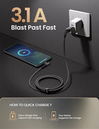 AINOPE USB Type C Cable [4-Pack 3.3ft/3.3ft/6.6ft/10ft] 3.1A Fast Charging USB to USB C Cable, Nylon Braided USB C Charging Cable Compatible with Galaxy S21+ Ultra, iPad mini/Air/Pro, Pixel 6X