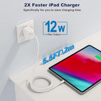 iPad iPhone Charger Fast Charging [ Apple Certified ] 2Set 6FT USB to Lightning Cable iPad Cord with 12W Foldable Block i Phone Charging Travel Wall Plug Compatible with i Pad, iPadPro, iPadAir,iPhone