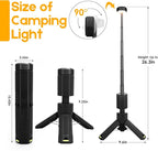 Telescopic Camping Lights, Rechargeable 10500mAh Camping Lantern with Storage Bag, Waterproof LED Camping Lamp with Magnetic, Portable Outdoor Tent Light for Camping,Hiking,Emergency,Fishing (Black)