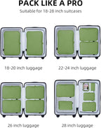 6 Set Compression Packing Cubes for Travel, Large Medium Small Luggage Organizers (Forest Green)