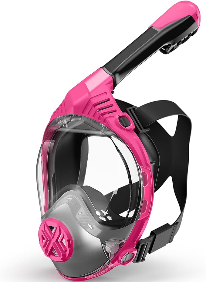 Full Face Snorkel Mask- Snorkeling Gear for Adults with Safe Dry Top Breathing System, Latest Foldable Panoramic View Snorkeling Mask for Men and Women, Anti Fog Anti Leak