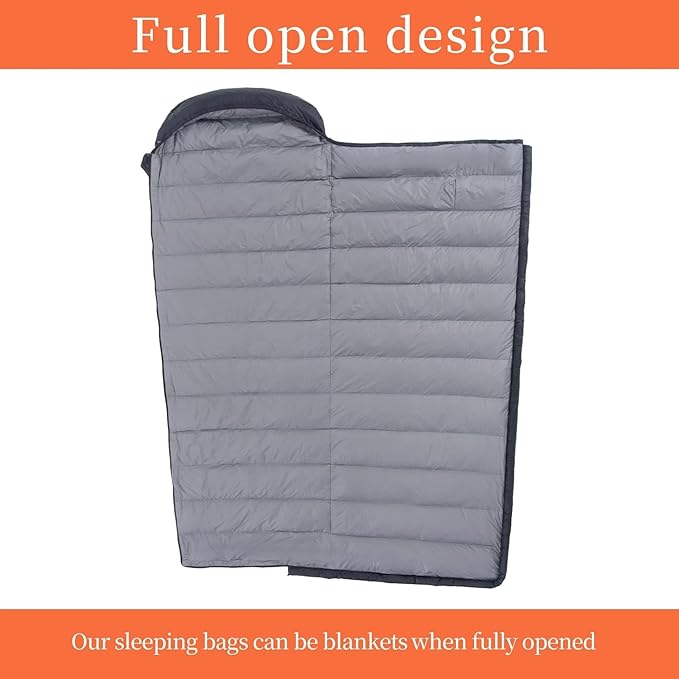 Ultralight Down Sleeping Bag for Adults - 600 Fill Power, Cold Weather, Backpacking, Camping, Hiking