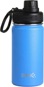DRINCO Stainless Steel Water Bottle Spout Lid Vacuum Insulated Double Wall Water Bottle Wide Mouth (40oz 32oz 22oz 18oz 14oz) Leak Proof Keeps Cold or Hot (14 oz, 14oz Royal Blue)