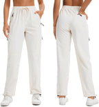 Womens Hiking Pants Quick Dry UPF 50 Lightweight Travel Golf Cargo Safari Pants Zipper Pockets