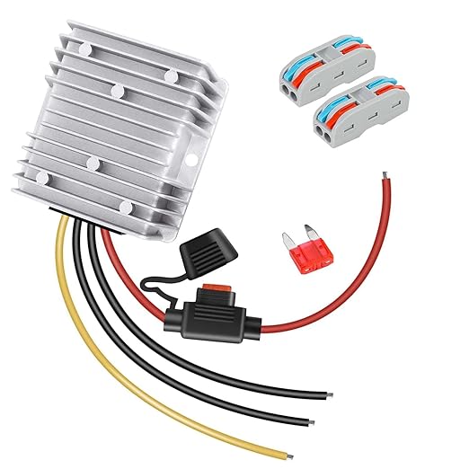 LeMotech DC 48v/72v to 12v Converter 10A 120W Step Down Converter Voltage Reducer IP68 Waterproof Transformer for Golf Cart Truck Boat Vehicle