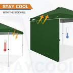 EAGLE PEAK Pop Up Canopy Tent with 1 Sidewall, Easy Setup Event Tent, Outdoor Sun Shade, Wheeled Carry Bag, Stakes and Guy Ropes, Instant Canopy 10x10, Green