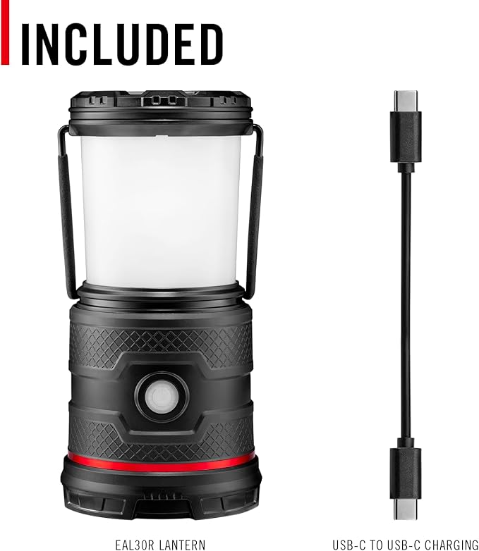 COAST EAL30R 1000 Lumen Rechargeable Emergency Camping Lantern with Warm, Day, Red & Red Flashing Mode, Foldeable Handle, 15 Hours of Runtime