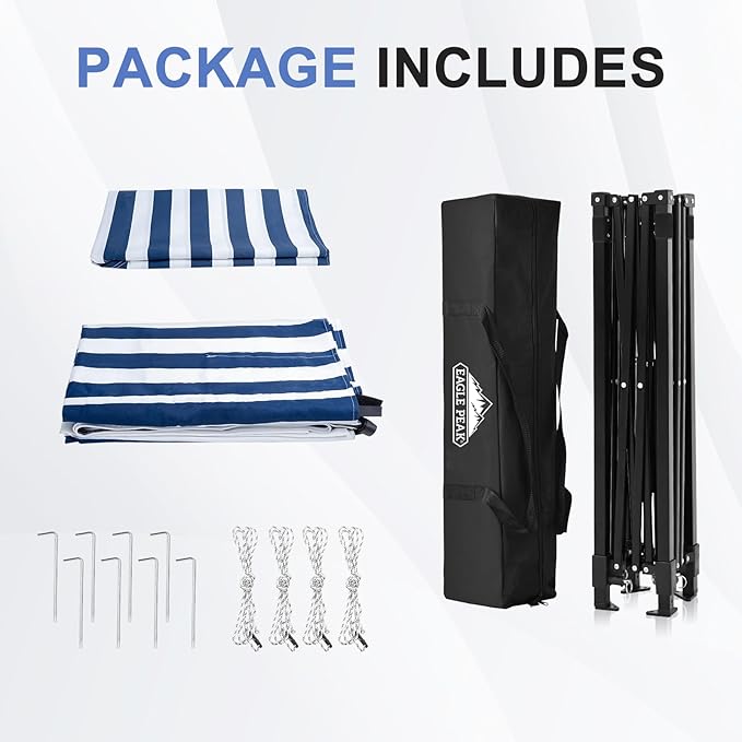 EAGLE PEAK EAGLE PEAK Flex Ultra Compact Pop-up Canopy, Sun Shelter, Changing Room, Portable Privacy Canopy Cabana, 5x5ft Canopy Tent, for Pool, Fashion Photoshoots, or Camping White/Blue