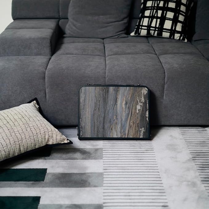 Small Folding Camping Table, 2ft Portable Picnic Table Aluminum 24" x 16", 3 Adjustable Heights Portable Lightweight Table Dining for RV, Picnic, Beach (Black Lava)