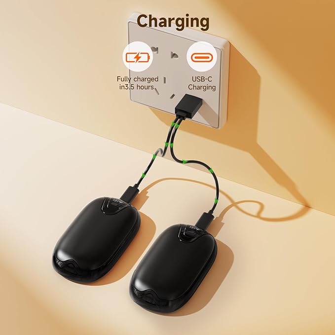 4 Pack Hand Warmers Rechargeable, 3 s Fast Heating USB 2 in 1 Pocket Hand Warmer, 3-Settings Outdoor/Indoor/Camping/Warm Gifts for Women MenKids （Write Black）