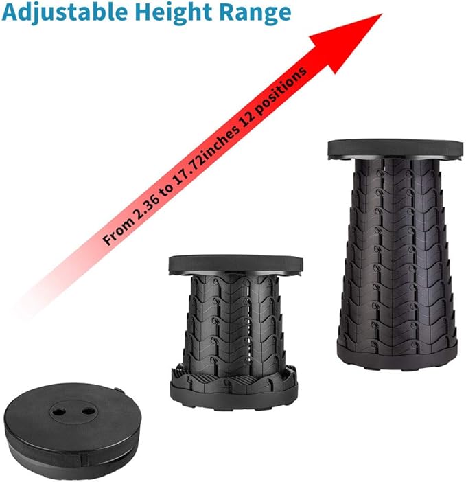 Boreeman Upgraded Folding Stool Lightweight Yet More Sturdy with Load Capacity 400lbs Portable Collapsible Stool for Camping Fishing Hiking BBQ (Black)