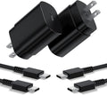 Type C Charger, 2Pack 25W PD USBC Wall Charger Super Fast Charging Block& 10ft Android Phone Cable Cord for Samsung Galaxy S25 S24 S23 S22 S21 S20 (Plus Ultra)/Note 20 10 9 8/ S10 S9 S8 Black