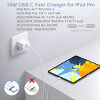 iPad Fast Charger,iPad Charger Fast Charging USB C Wall Chargers Block Plug Type C 6FT USB C to C Charging Cable Cord for iPad Pro 13/12.9/11 inch,iPad Air 6/5/4/M3/M2/A16,iPad Mini 6/7th,iPad 10/11th
