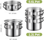 Camping Cookware Mess Kit, Stainless Steel Camping Cooking Set, Backpacking Cooking Set Backpacking Gear with Mini Stove for Camping,Backpacking,Picnic, Hiking