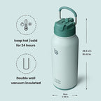 BOTTLE BOTTLE 32oz Insulated Water Bottle Stainless Steel Sport Water Bottle with Straw Dual-use Lid Design for Gym with Pill Box