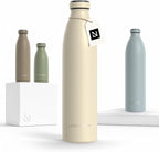 LARS NYSØM Stainless Steel Insulated Water Bottle 12oz 17oz 25oz 34oz 51oz | Insulated Thermo Flask for Hot and Cold Beverages | Leakproof Drinking Bottle (Almond Beige, 33.9oz)