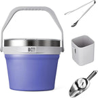 COKTIK 7L Vacuum Insulated Ice Bucket with Lid and Scoop& Tongs，Large capacity Stainless Steel Beverage Bucket for Cocktail, Champagne, Wine, Beer，Large Parties（Purple Suit）