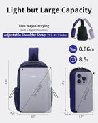 ECOHUB Crossbody Bags for Women Men, Anti-Theft RFID Blocking Roomy Sling Backpack with Sturdy SBS Zippers Water Resistant Chest Shoulder Bag Daypack with 9 Pockets Casual Walk Outdoor, Blue