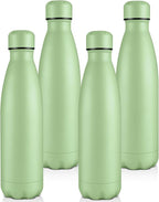 Volhoply 25oz Insulated Water Bottles Bulk 1/2/4 Pack, Metal Sports Water Bottles, Keeps Cold & Hot, BPA Free Leakproof Bottle (Green,4 Pack)