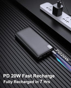 IXNINE Power Bank 26800mAh Portable Charger, 22.5W Fast Charging PD QC 3.0 Compact External Battery Pack with LED Display and 4 USB Outputs for Cellphone Tablet