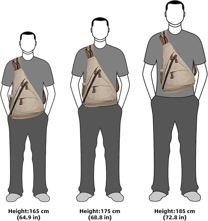 KL928 Canvas Sling Bag - Small Crossbody Backpack Shoulder Casual Daypack Rucksack for Men Women(Large Version)